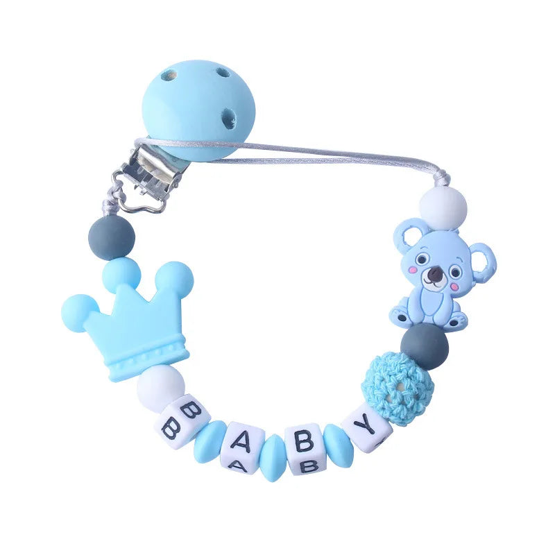 Personalized Baby Pacifier Clip & Chain – Cute Cartoon Bear Design 🧸✨