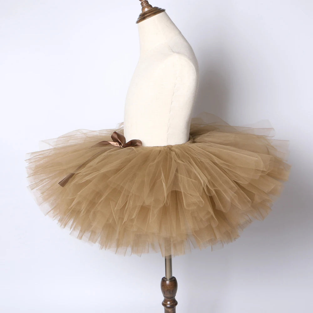 Brown Baby Girls Tutu Skirt – Princess Birthday Party Ballet Dance Skirt