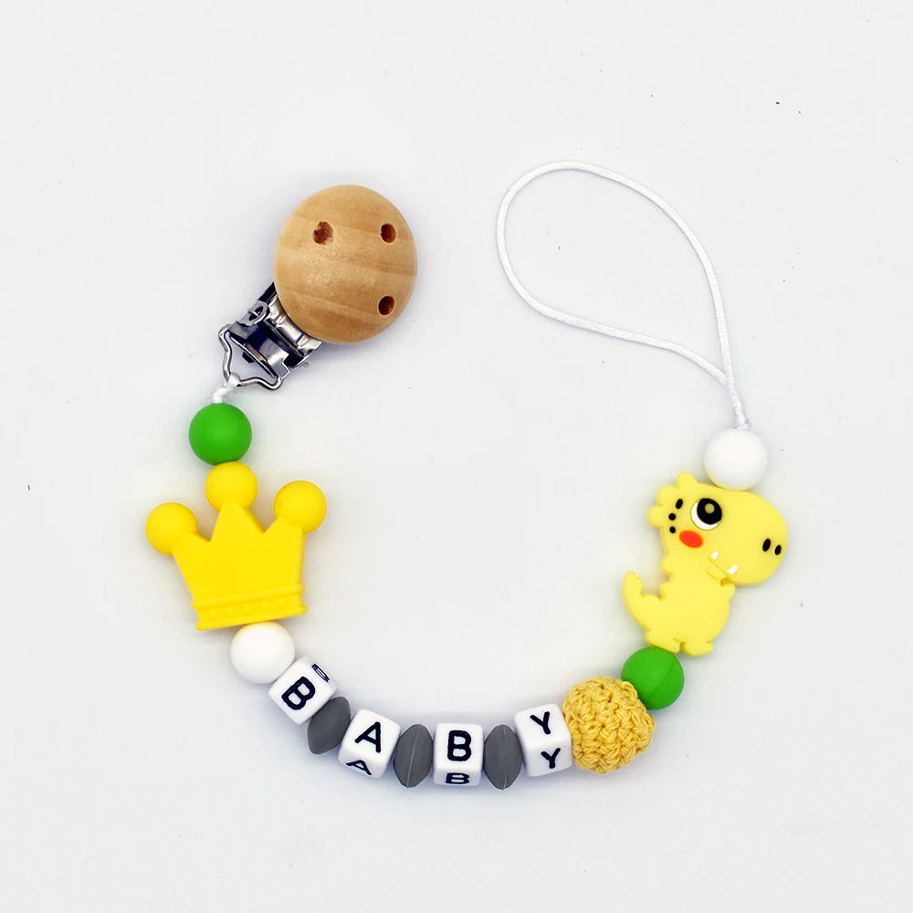 Personalized Baby Pacifier Clip & Chain – Cute Cartoon Bear Design 🧸✨