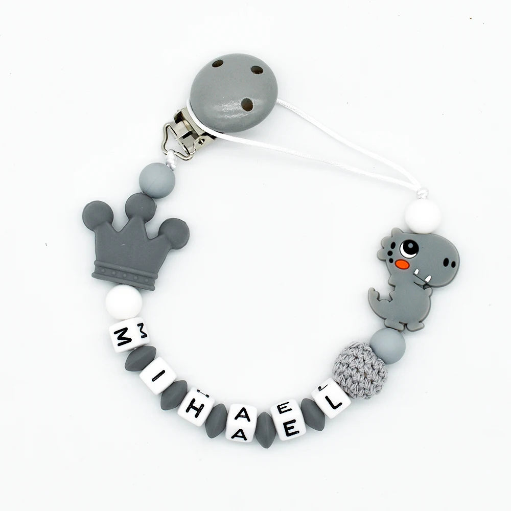 Personalized Baby Pacifier Clip & Chain – Cute Cartoon Bear Design 🧸✨