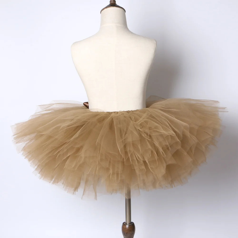 Brown Baby Girls Tutu Skirt – Princess Birthday Party Ballet Dance Skirt