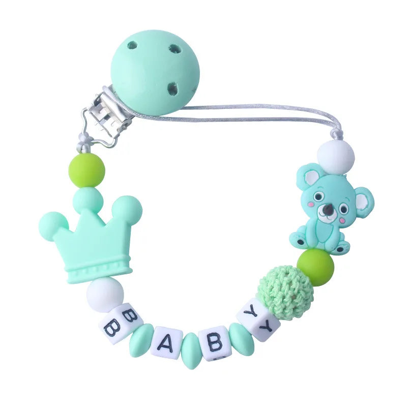 Personalized Baby Pacifier Clip & Chain – Cute Cartoon Bear Design 🧸✨