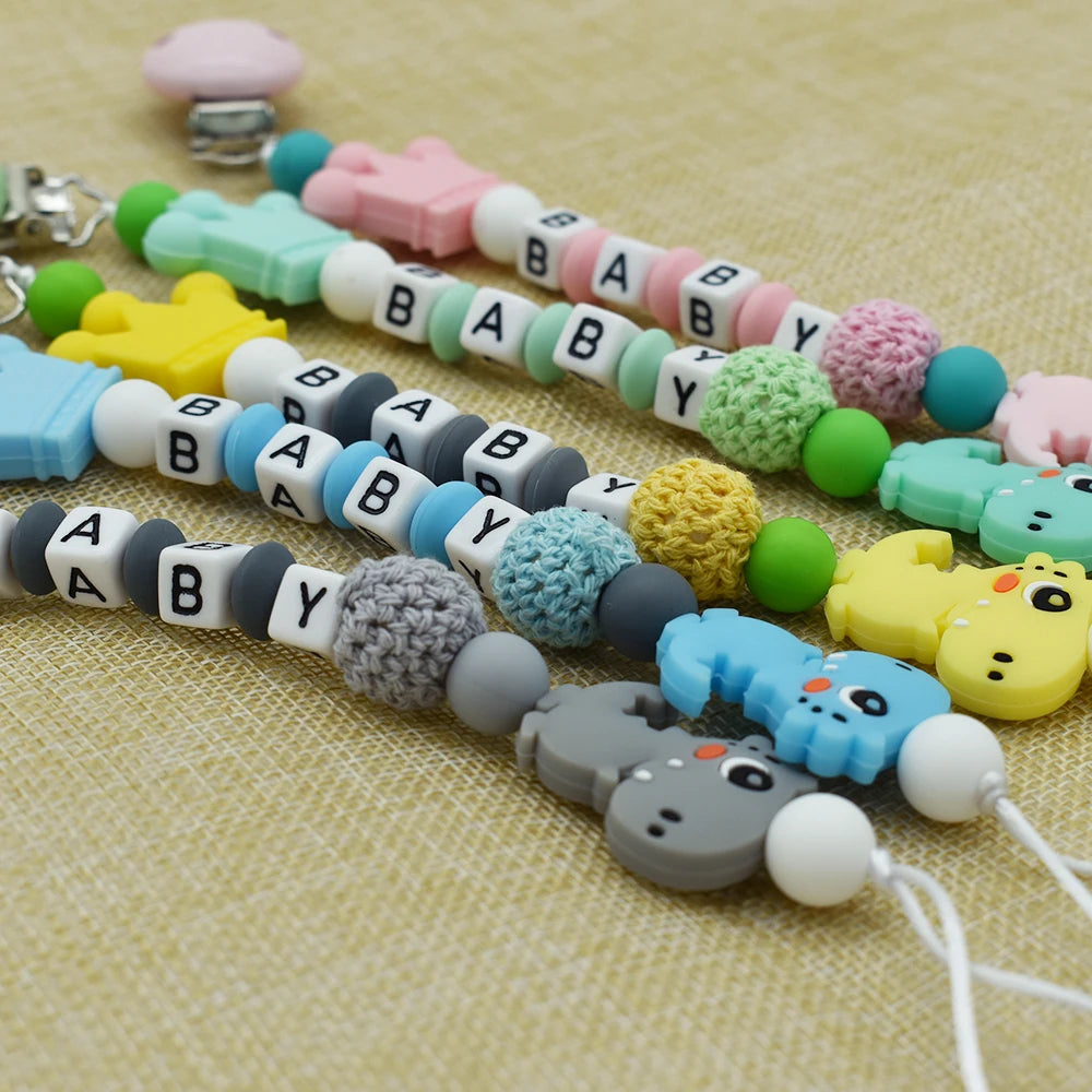 Personalized Baby Pacifier Clip & Chain – Cute Cartoon Bear Design 🧸✨