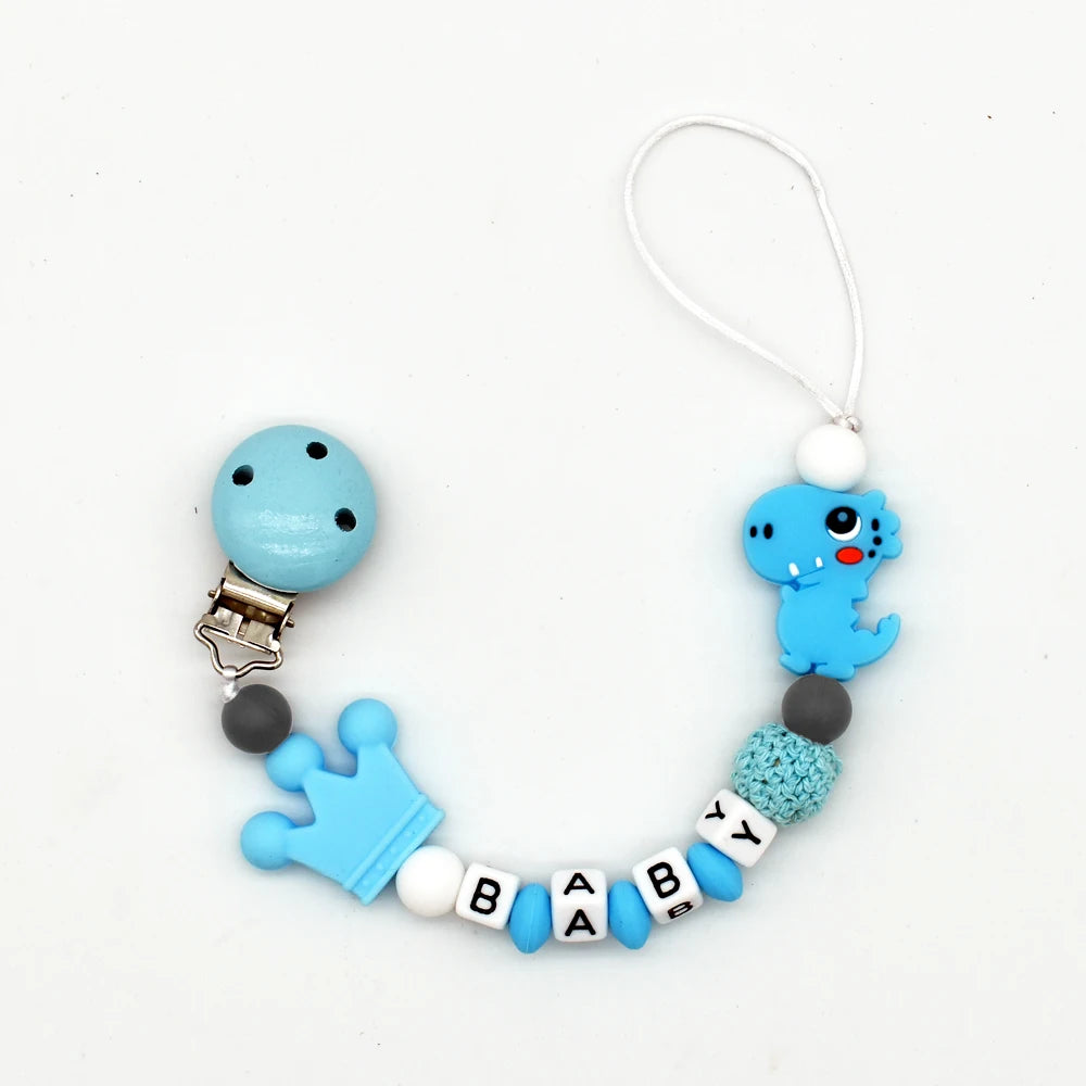 Personalized Baby Pacifier Clip & Chain – Cute Cartoon Bear Design 🧸✨