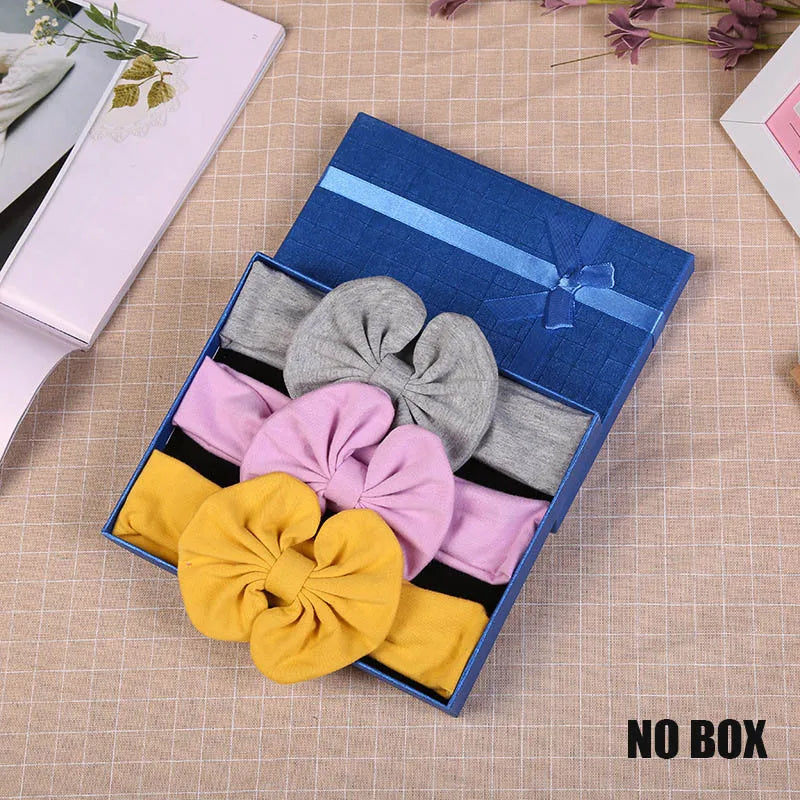 3 Pcs/Set Floral & Dot Bow Baby Headbands – Cotton Hair Accessories for Newborns