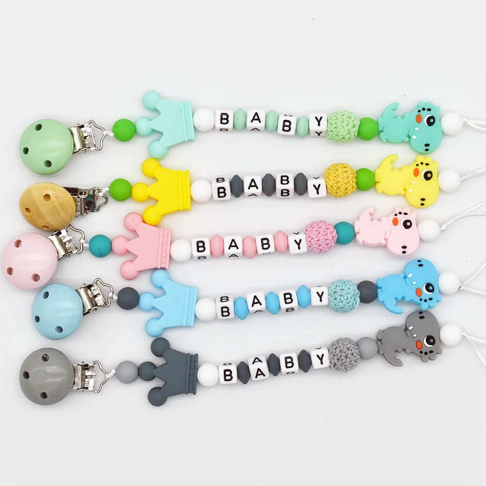 Personalized Baby Pacifier Clip & Chain – Cute Cartoon Bear Design 🧸✨