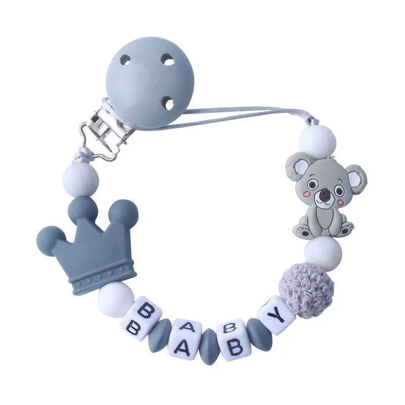 Personalized Baby Pacifier Clip & Chain – Cute Cartoon Bear Design 🧸✨