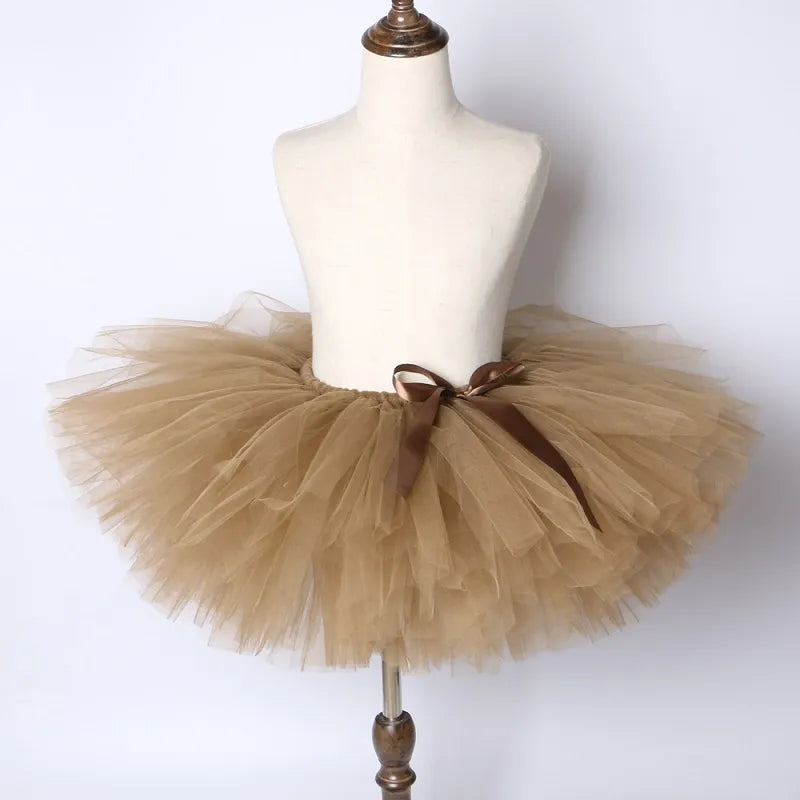 Brown Baby Girls Tutu Skirt – Princess Birthday Party Ballet Dance Skirt