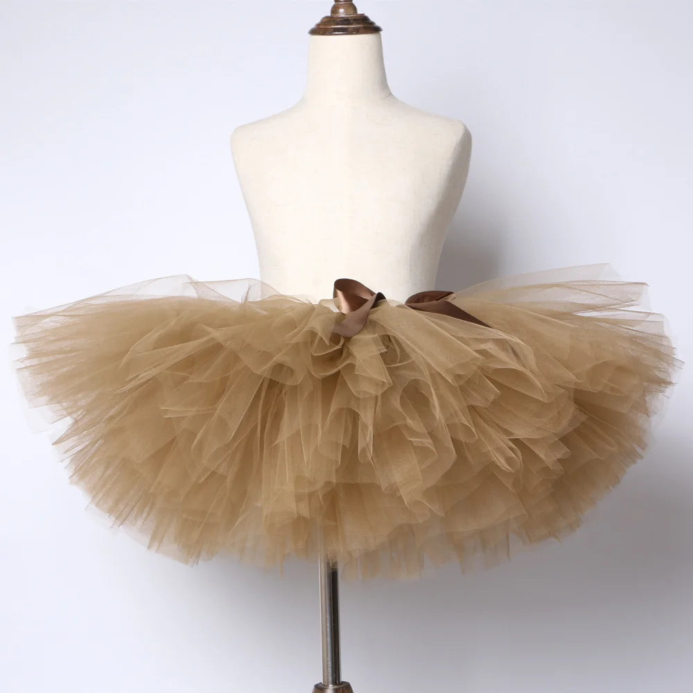 Brown Baby Girls Tutu Skirt – Princess Birthday Party Ballet Dance Skirt