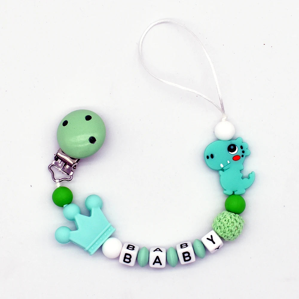 Personalized Baby Pacifier Clip & Chain – Cute Cartoon Bear Design 🧸✨