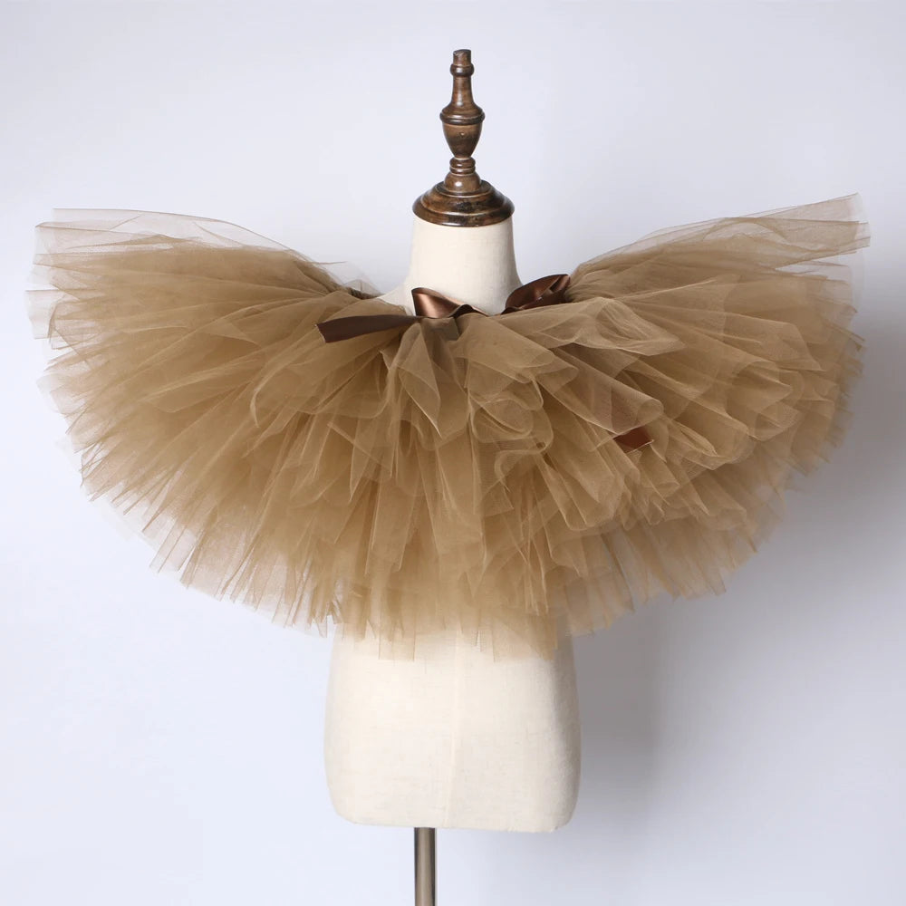 Brown Baby Girls Tutu Skirt – Princess Birthday Party Ballet Dance Skirt