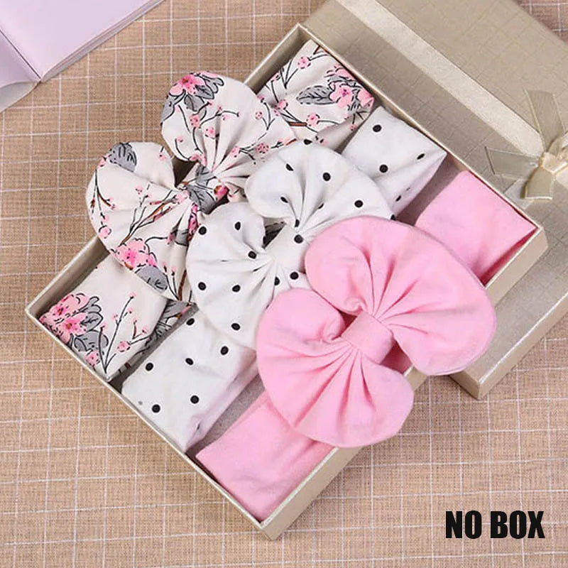 3 Pcs/Set Floral & Dot Bow Baby Headbands – Cotton Hair Accessories for Newborns