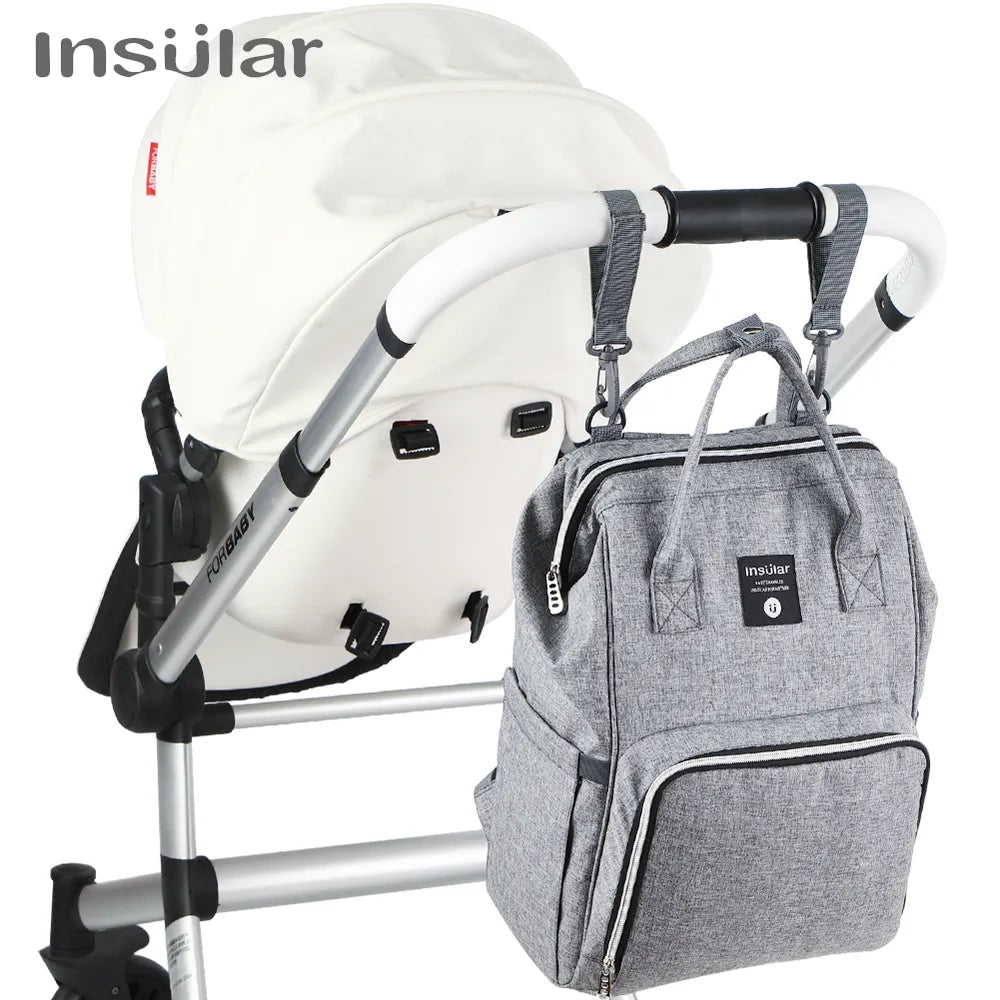 Insular Waterproof Large-Capacity Diaper Backpack.