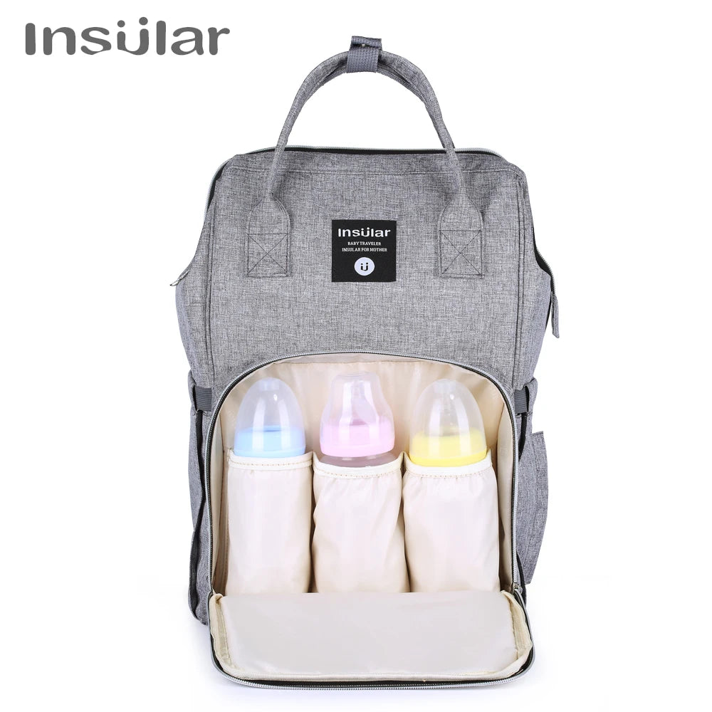 Insular Waterproof Large-Capacity Diaper Backpack.