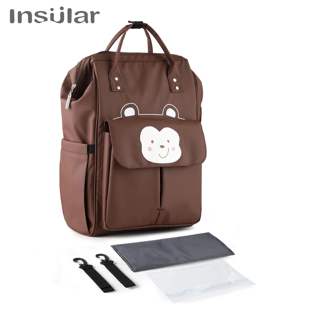 Insular Waterproof Large-Capacity Diaper Backpack.