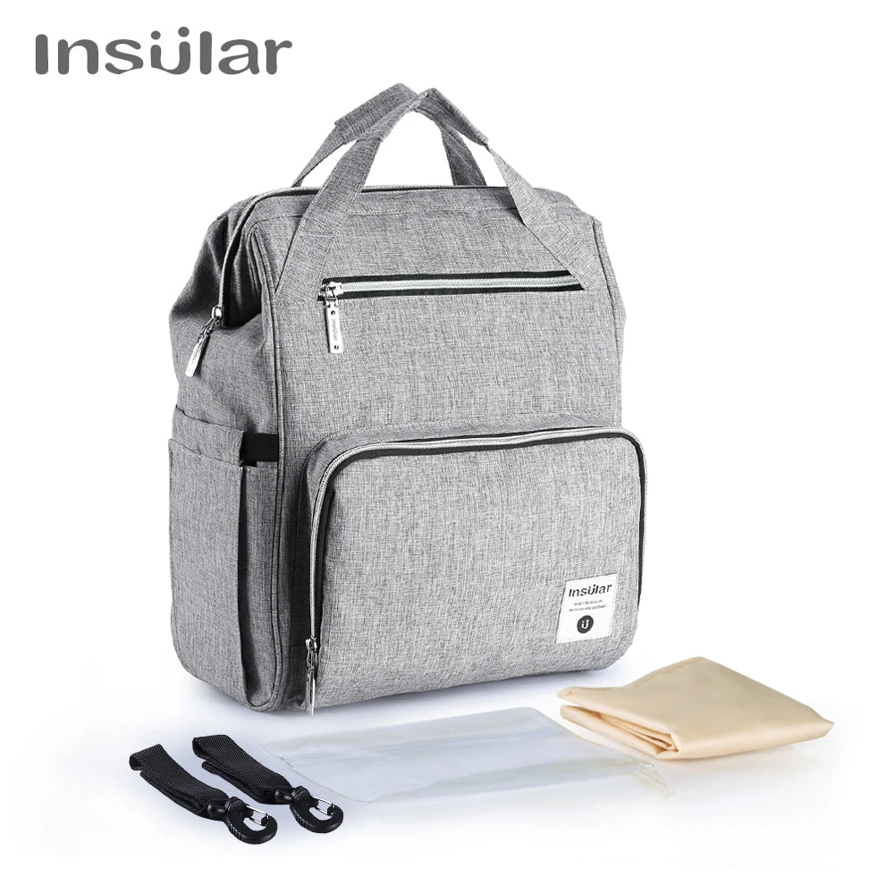 Insular Waterproof Large-Capacity Diaper Backpack.