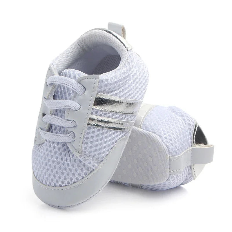 Newborn Baby Lace-Up Sneakers – PU Leather (0-18M).