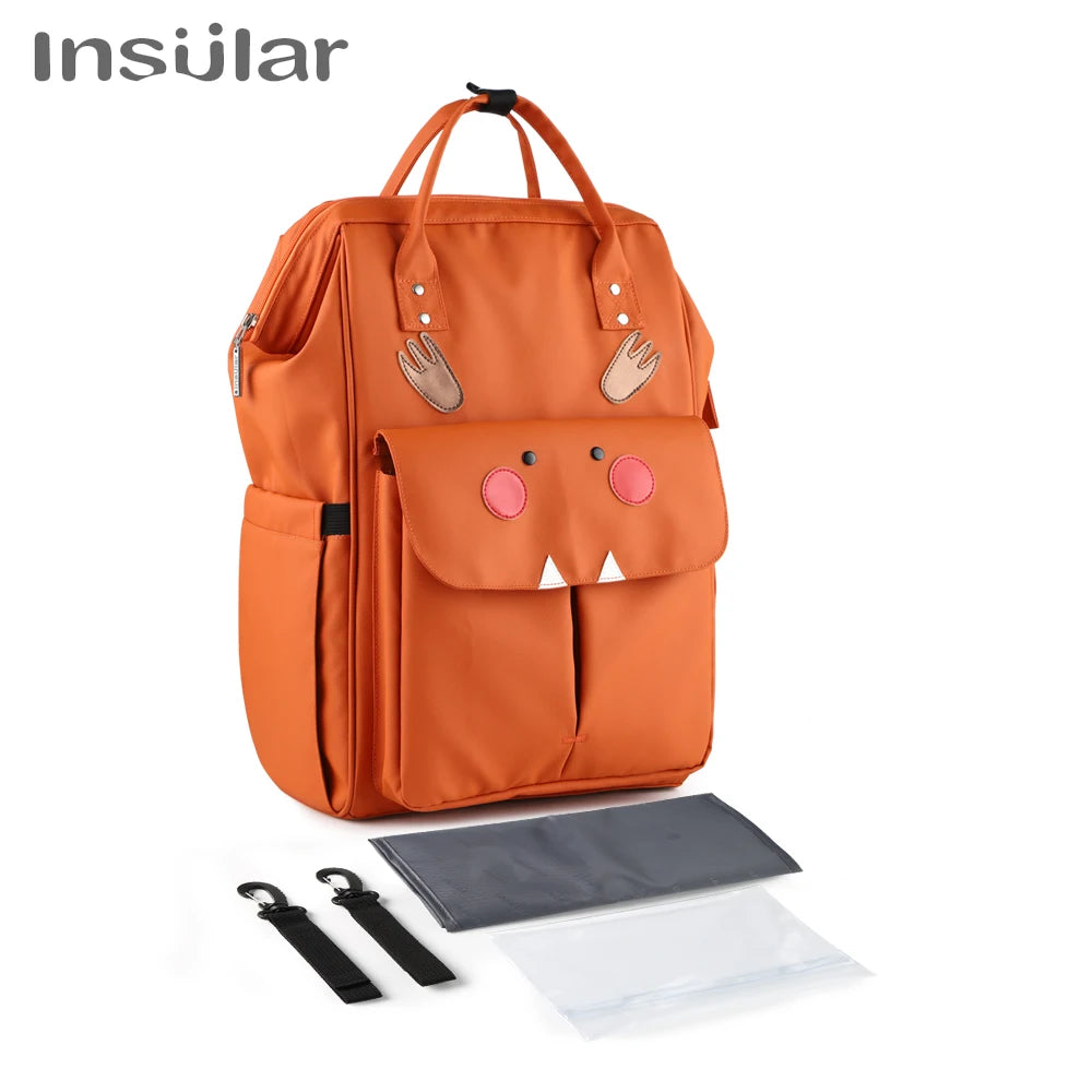 Insular Waterproof Large-Capacity Diaper Backpack.