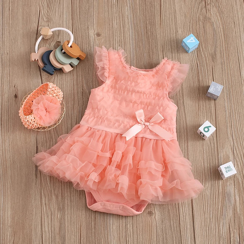 Baby Girl Summer Baptism Dress & Headband