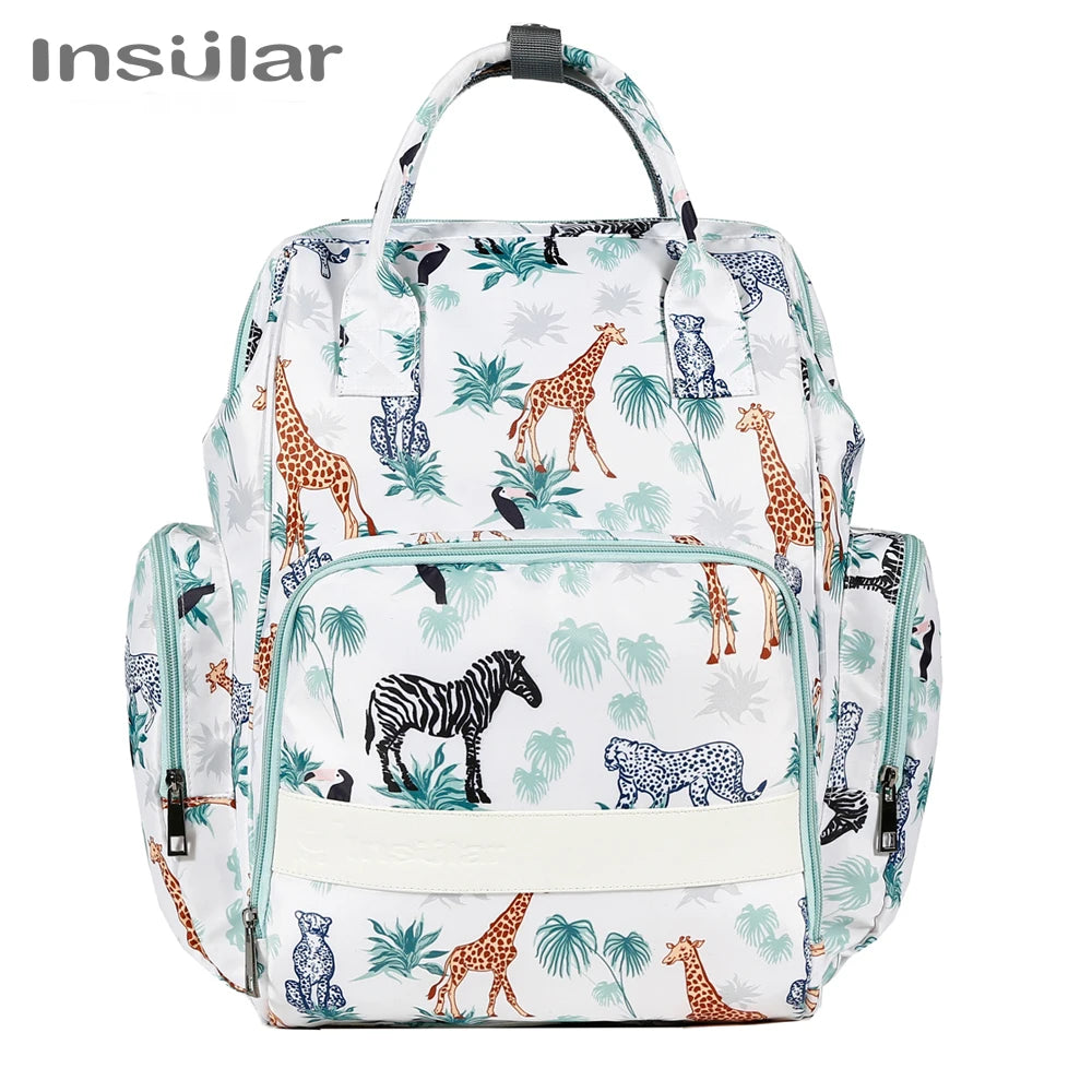 Insular Waterproof Large-Capacity Diaper Backpack.