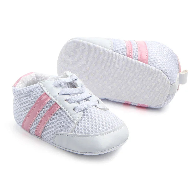 Newborn Baby Lace-Up Sneakers – PU Leather (0-18M).