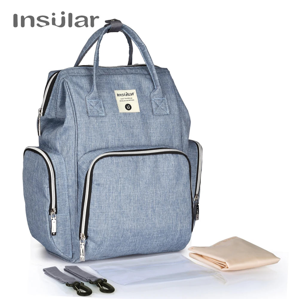 Insular Waterproof Large-Capacity Diaper Backpack.