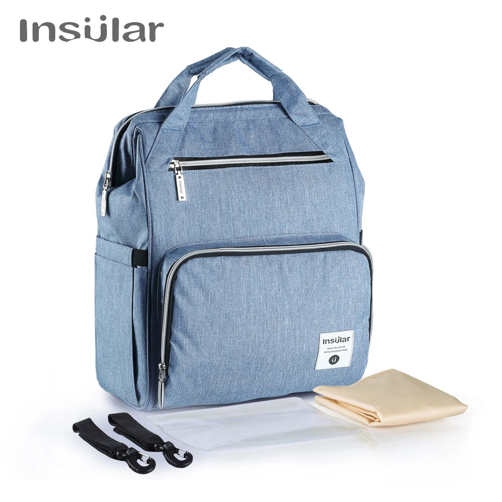 Insular Waterproof Large-Capacity Diaper Backpack.