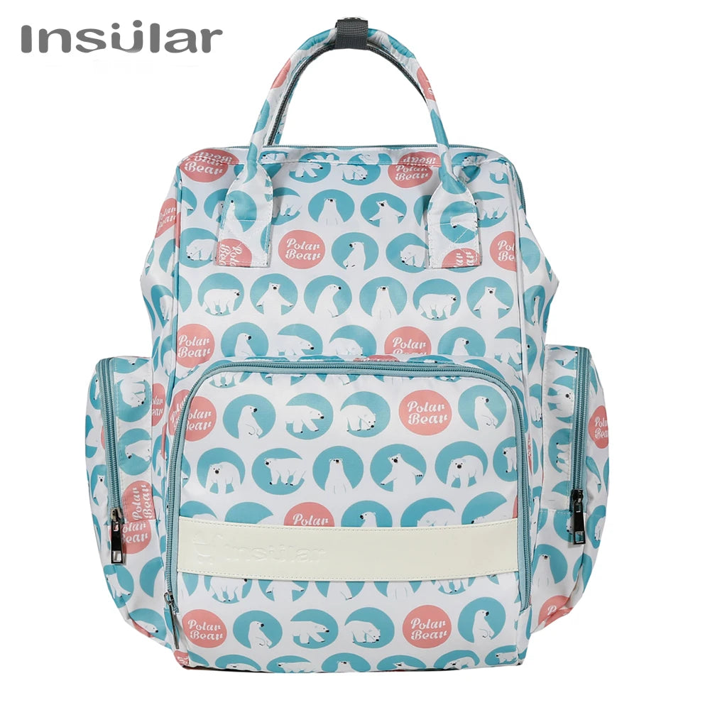 Insular Waterproof Large-Capacity Diaper Backpack.