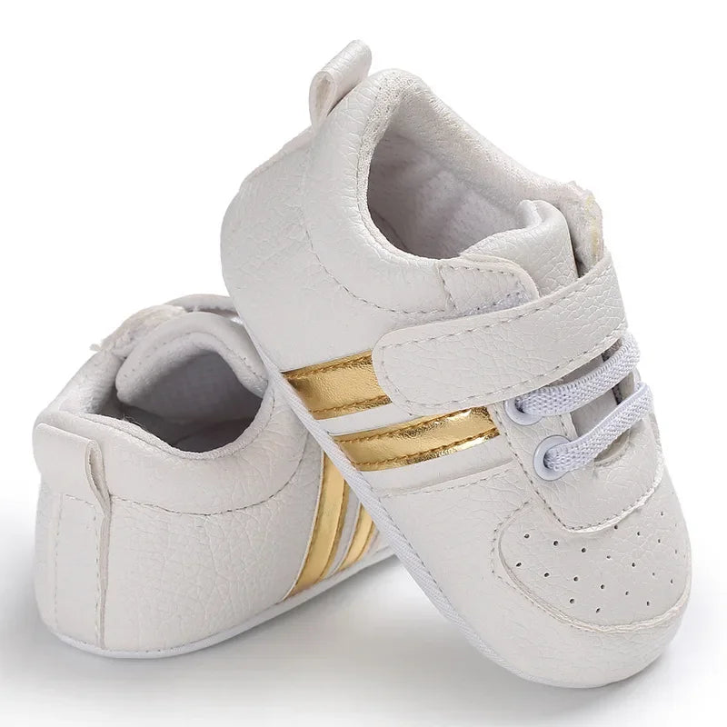 Newborn Baby Lace-Up Sneakers – PU Leather (0-18M).