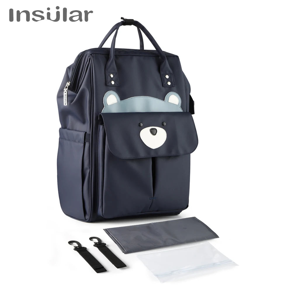 Insular Waterproof Large-Capacity Diaper Backpack.