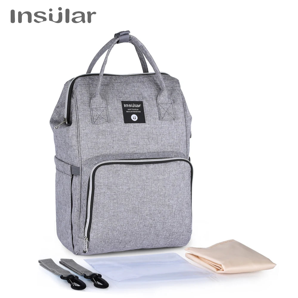 Insular Waterproof Large-Capacity Diaper Backpack.