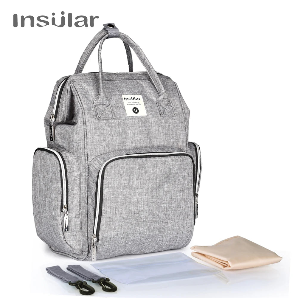 Insular Waterproof Large-Capacity Diaper Backpack.