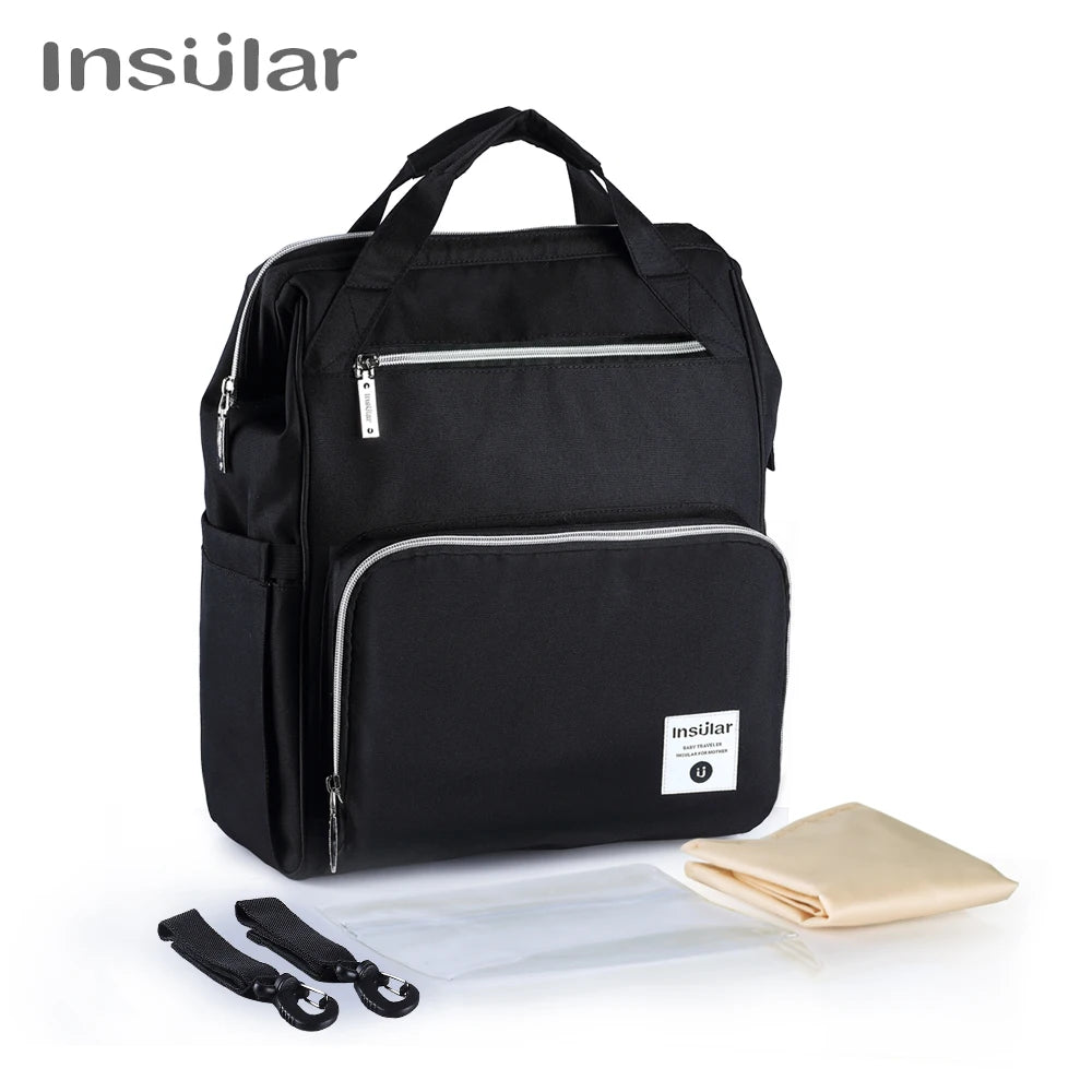 Insular Waterproof Large-Capacity Diaper Backpack.