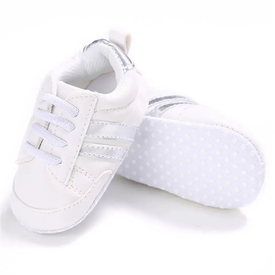 Newborn Baby Lace-Up Sneakers – PU Leather (0-18M).