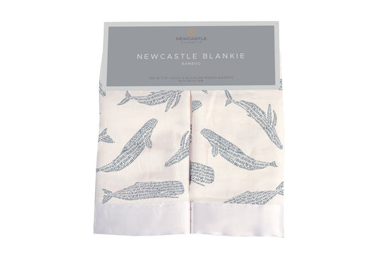 Blue Shadow Whales Bamboo Newcastle Blankie