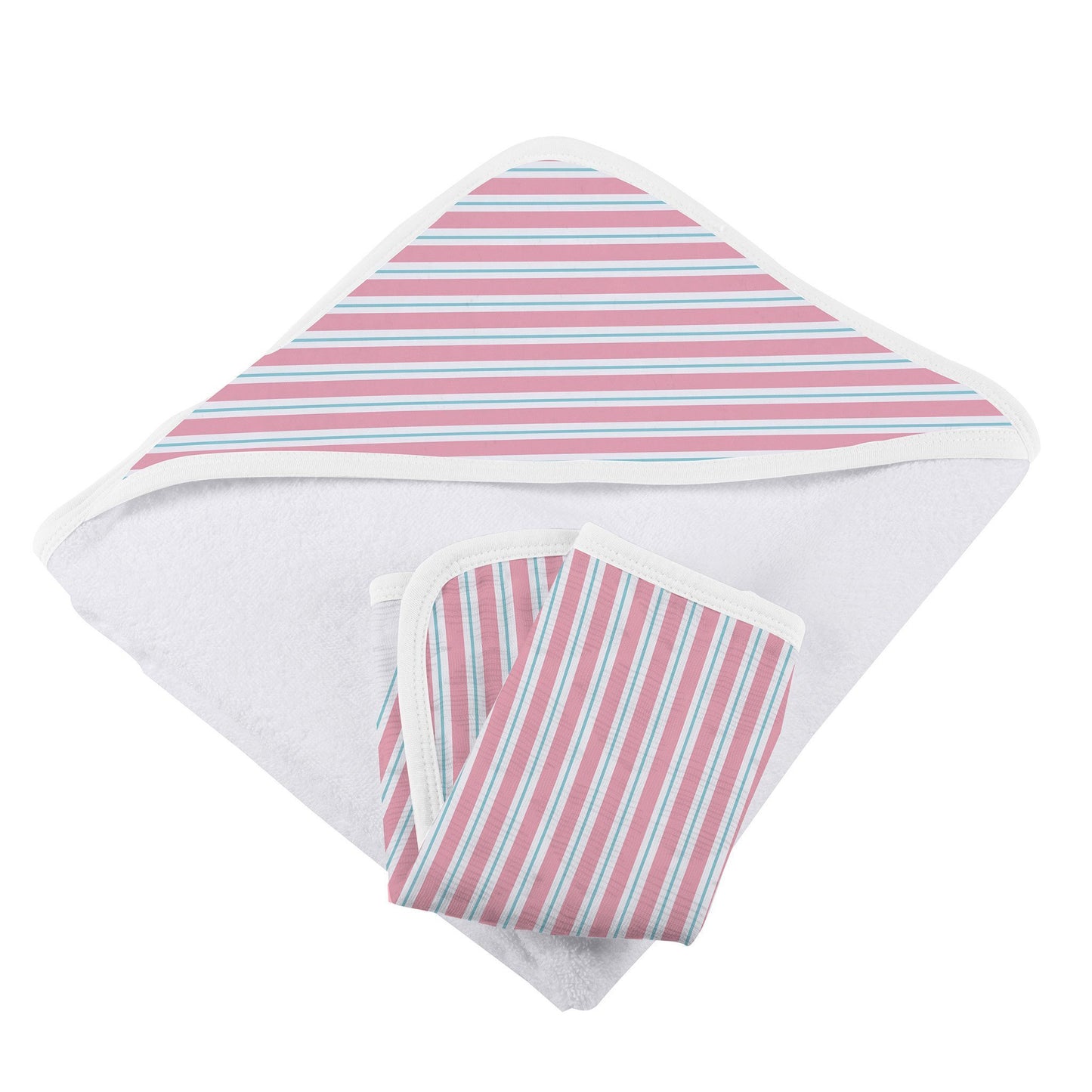 Candy Stripe Bamboo Hooded Towel and Washcloth Set