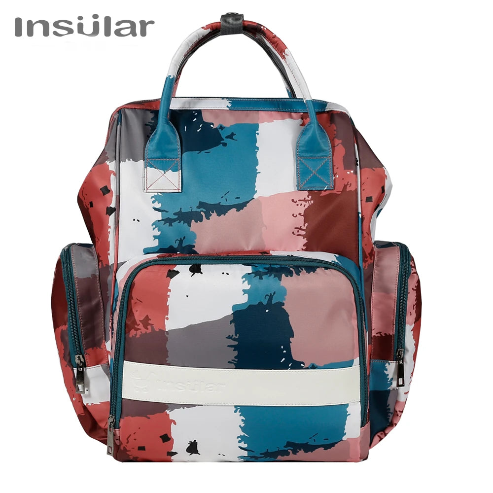 Insular Waterproof Large-Capacity Diaper Backpack.