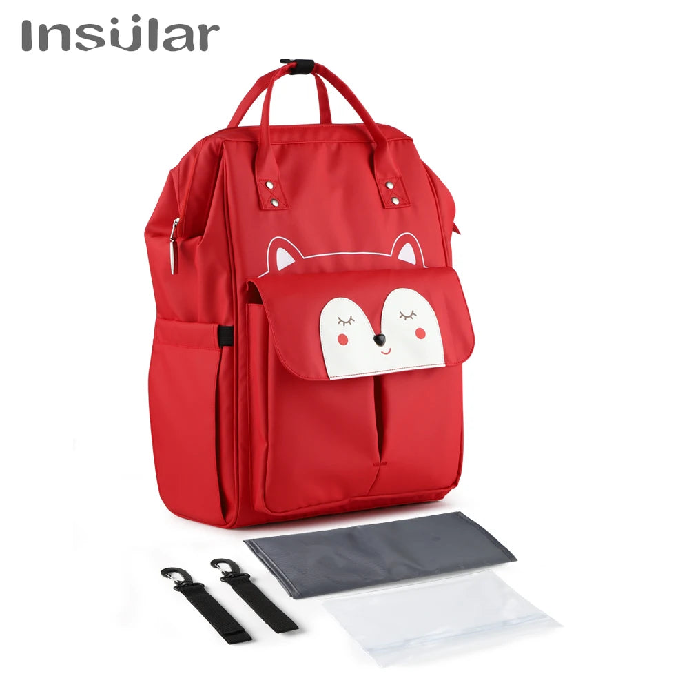 Insular Waterproof Large-Capacity Diaper Backpack.