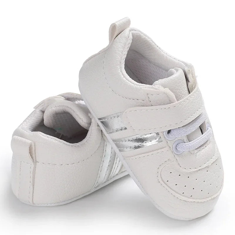 Newborn Baby Lace-Up Sneakers – PU Leather (0-18M).