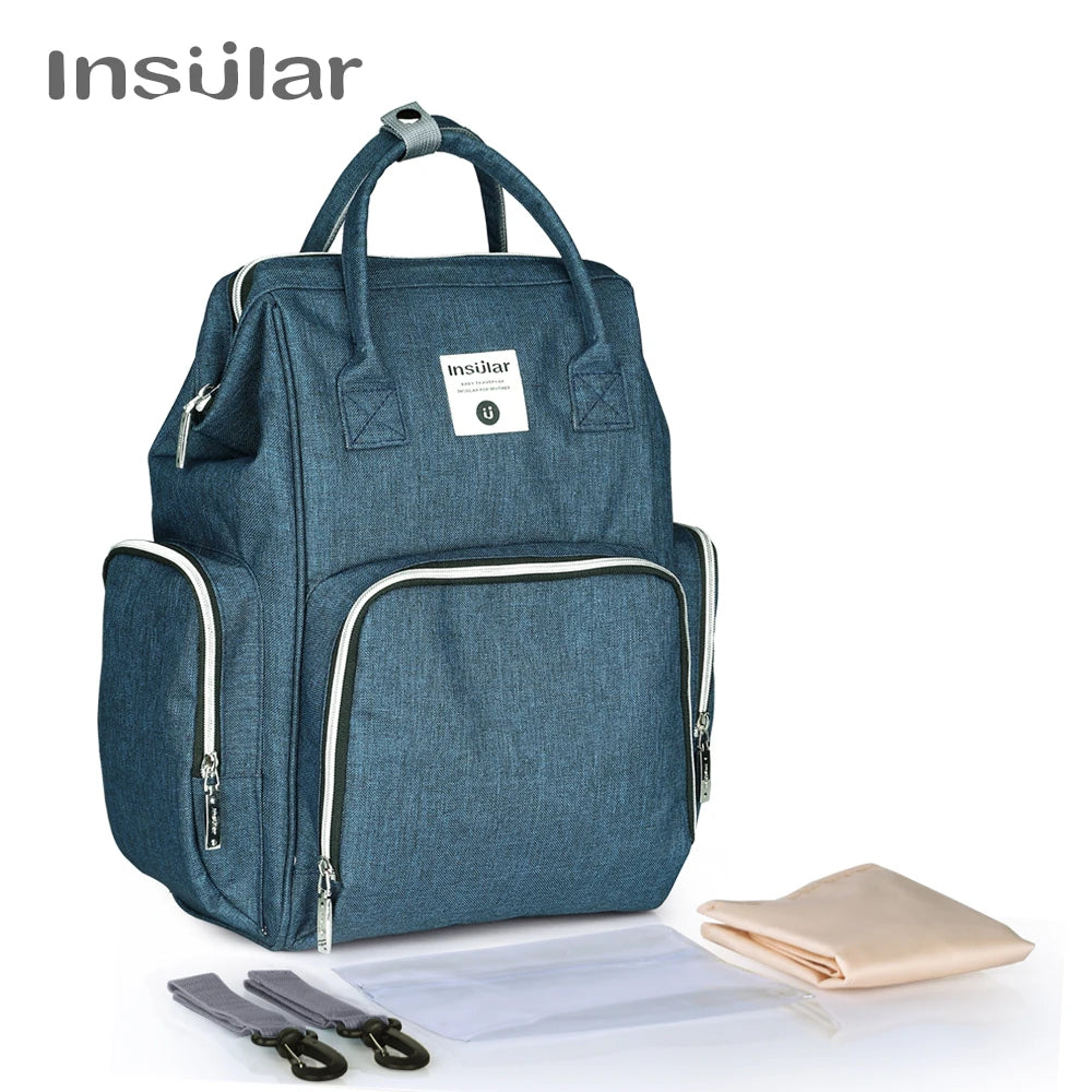 Insular Waterproof Large-Capacity Diaper Backpack.