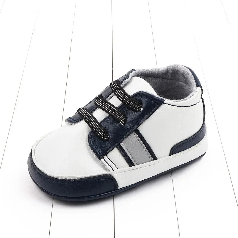 Newborn Baby Lace-Up Sneakers – PU Leather (0-18M).