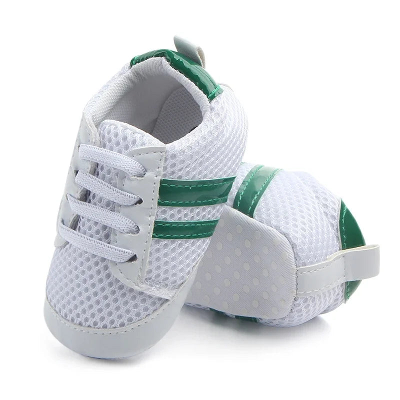 Newborn Baby Lace-Up Sneakers – PU Leather (0-18M).