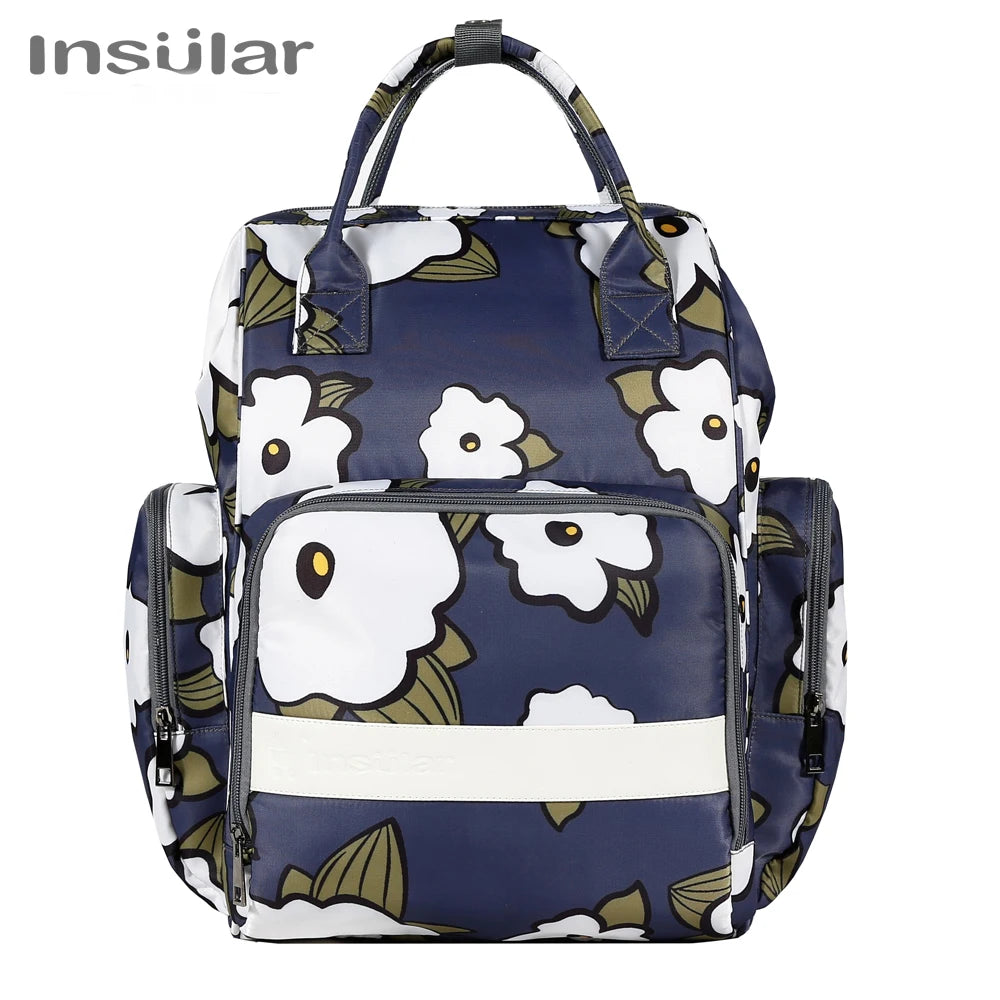 Insular Waterproof Large-Capacity Diaper Backpack.