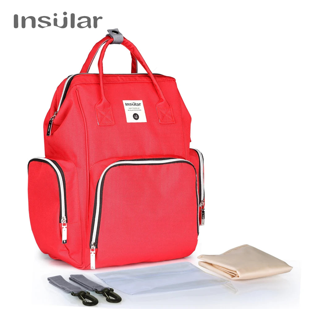 Insular Waterproof Large-Capacity Diaper Backpack.