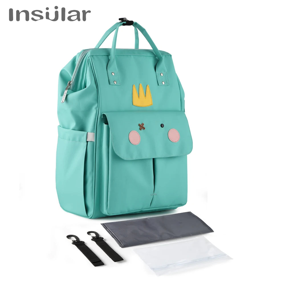 Insular Waterproof Large-Capacity Diaper Backpack.